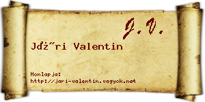 Jári Valentin névjegykártya